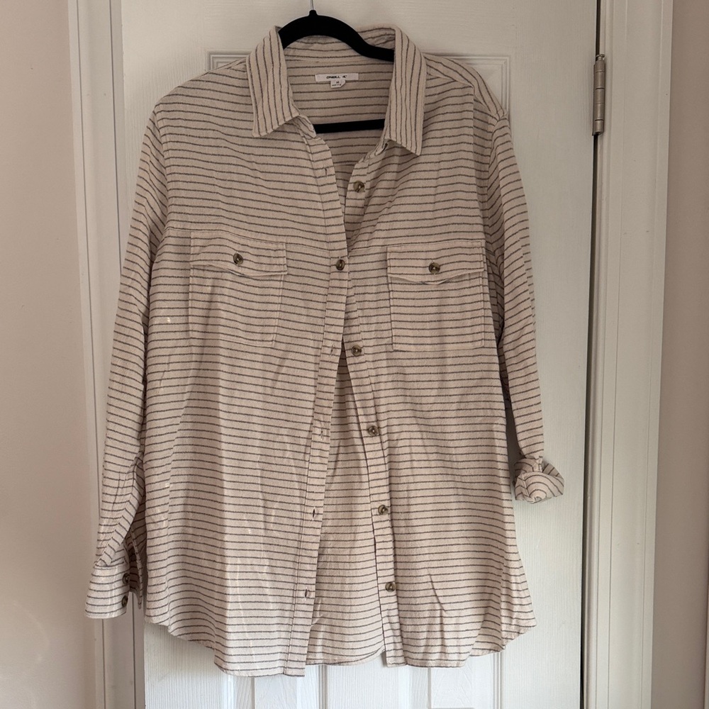 O'Neill Cream and Black Striped Shirt